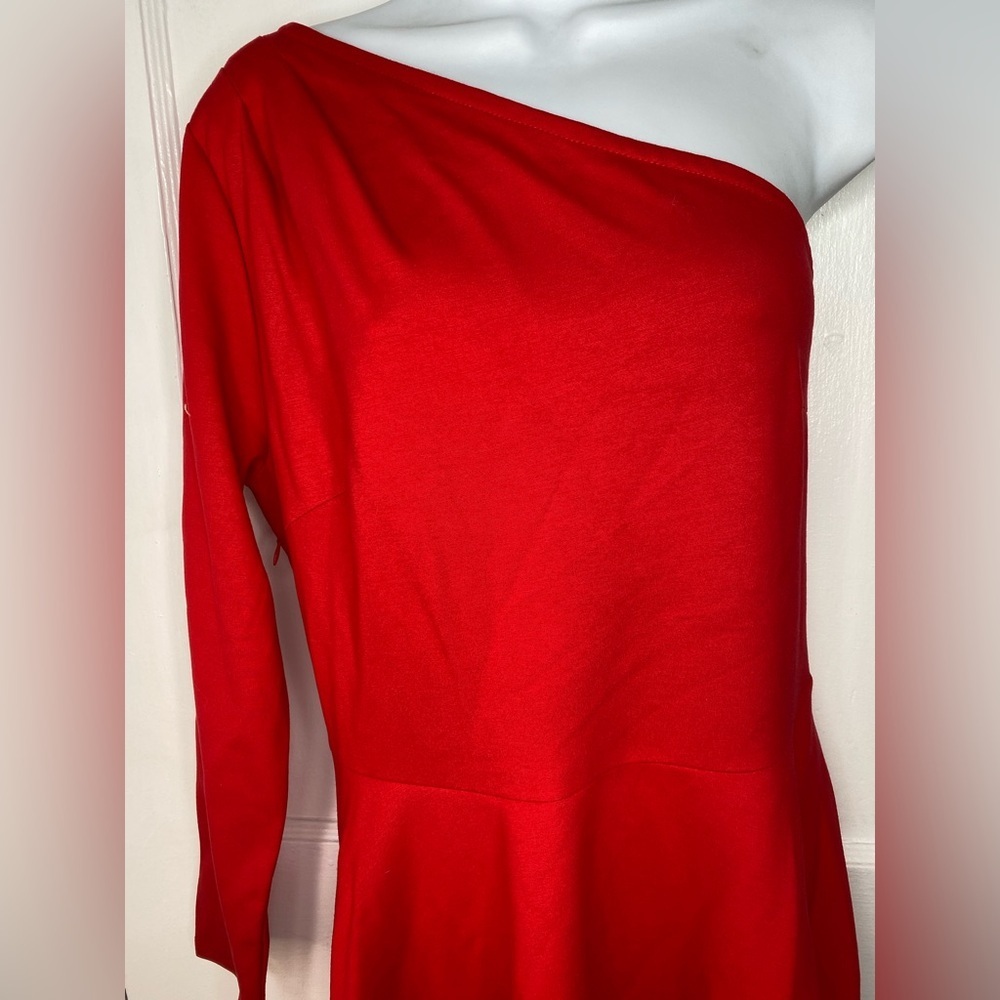 Sarin Mathews NWT Elegant Red One-Shoulder Dress - Picture 2 of 7
